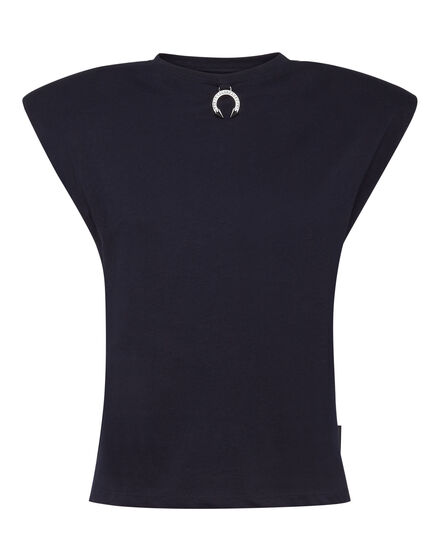 Tank Top Round Neck Piercing With Padded Shoulder