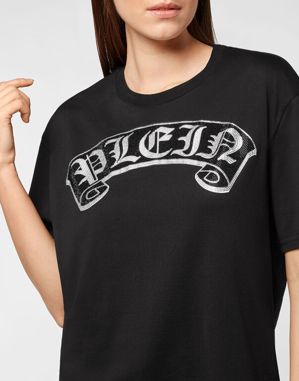 T-shirt Round Neck SS Stones Gothic Plein with Crystals