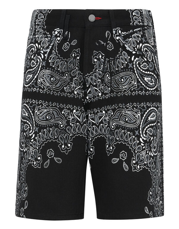 Denim Shorts Paisley Bandana