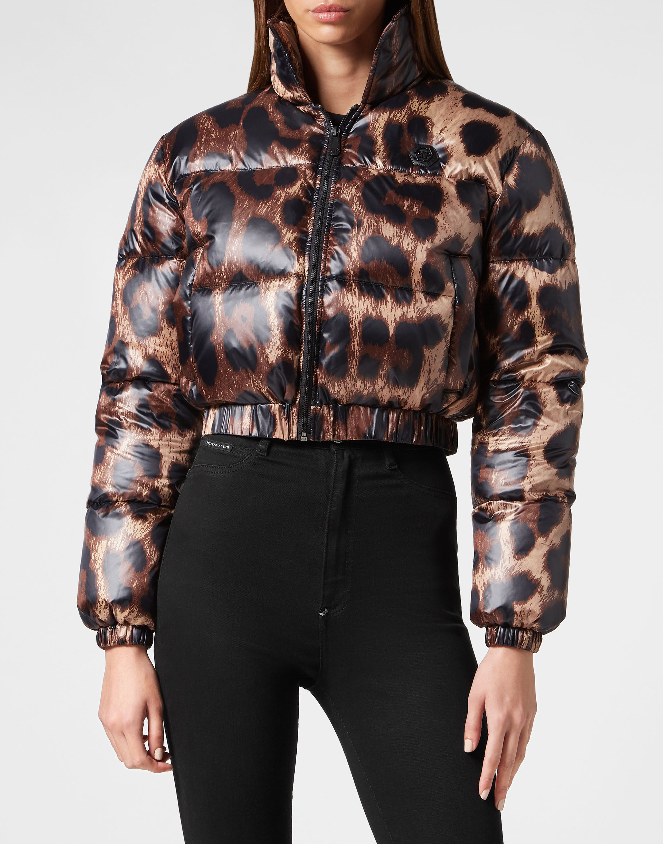 Leopard down jacket clearance